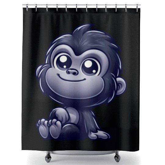 Cute monkey chimpanzee gorilla peaceful happy Shower Curtains