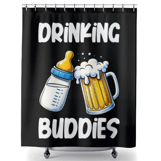 Drinking Buddies Creative Fun Novelty Shower Curtains