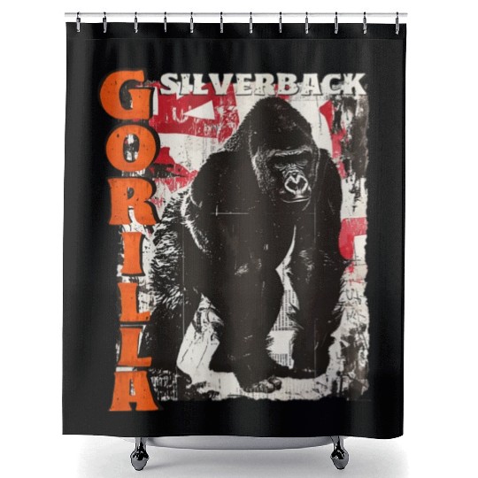 Gorilla Monkey Growling Silverback Shower Curtains
