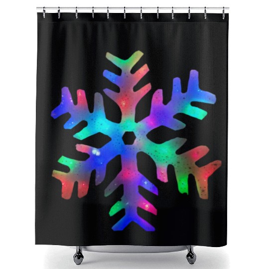 Colorful Rainbow Snowflake Shower Curtains