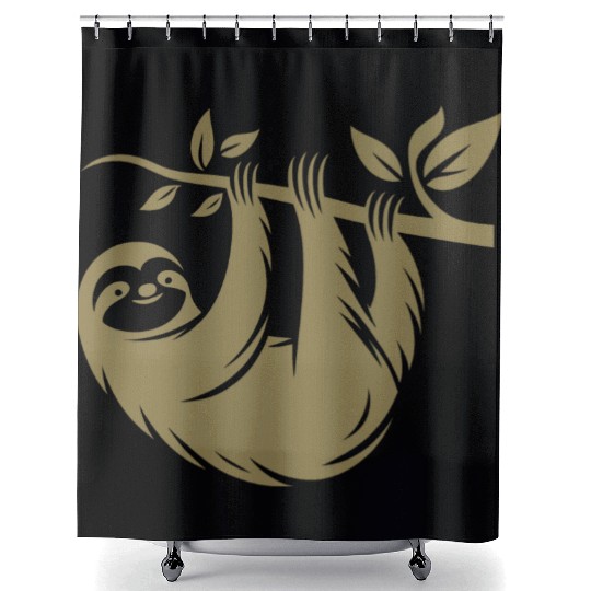 Sloth silhouette minimalist art deco style Shower Curtains