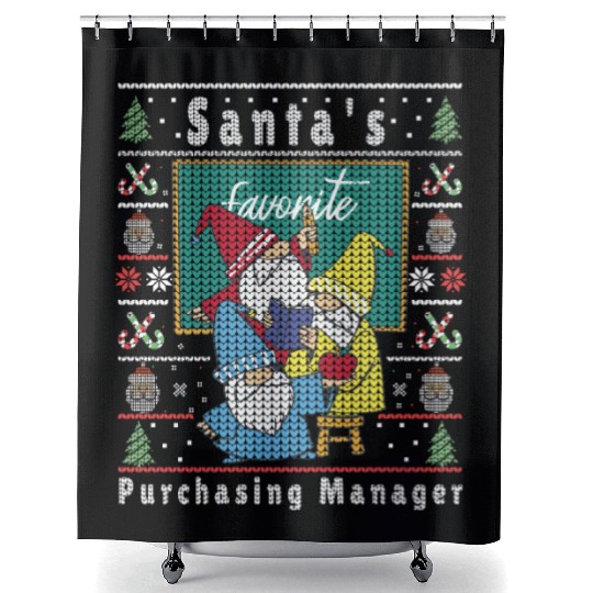 Santas Elfs Ugly Christmas Purchasing-Manager Shower Curtains