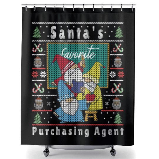 Santas Elfs Ugly Christmas Purchasing-Agent Shower Curtains