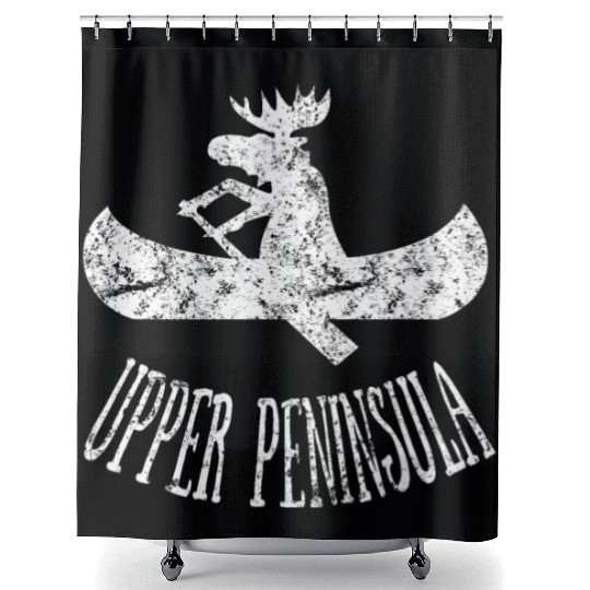 Yooper Moose Upper Peninsula Moose Canoe Shower Curtains