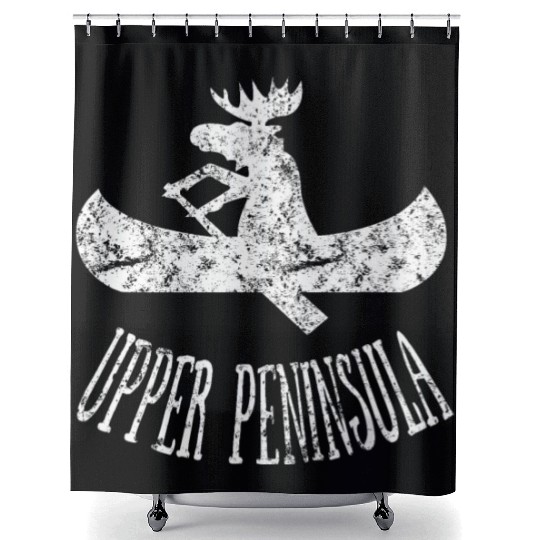 Yooper Moose Upper Peninsula Moose Canoe Shower Curtains
