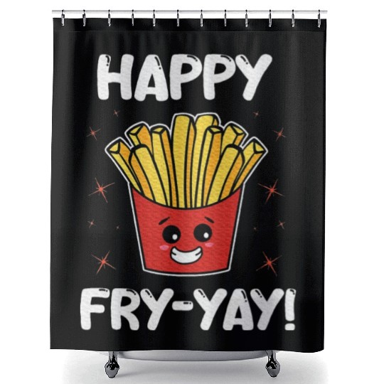French Fries Anime Lover Happy Fry yay Shower Curtains