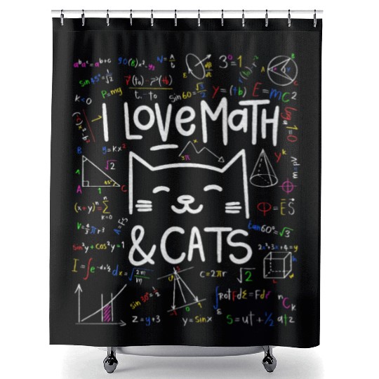 Cat Lover, Math, I Love Math And Cats, Math Lover Shower Curtains