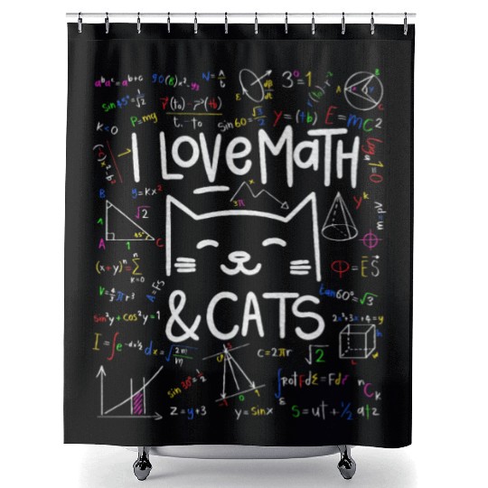 Cat Lover, Math, I Love Math And Cats, Math Lover Shower Curtains