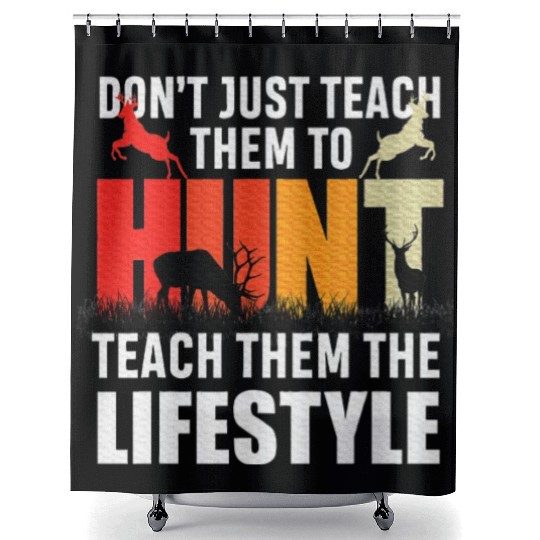 Camo US Flag Deer Elk Buck Camoflage Hunting Shower Curtains