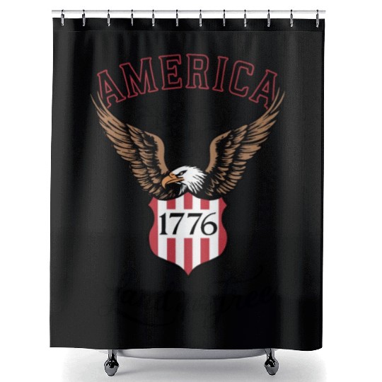 Independence Day Art 4 July Eagle Land of the Free Shower Curtains