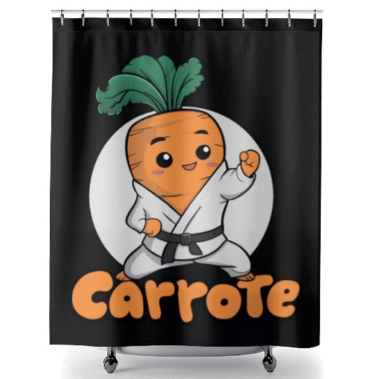 Cute Karate Carrot Design Shower Curtains