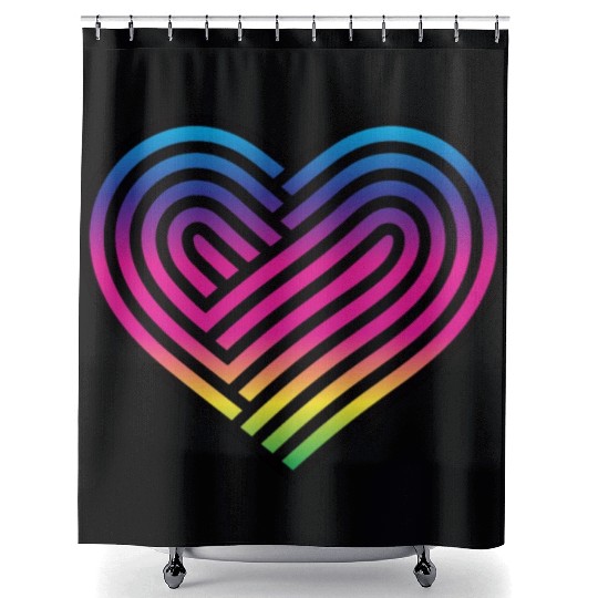 Rainbow Heart Homosexuality LGBT Love Shower Curtains