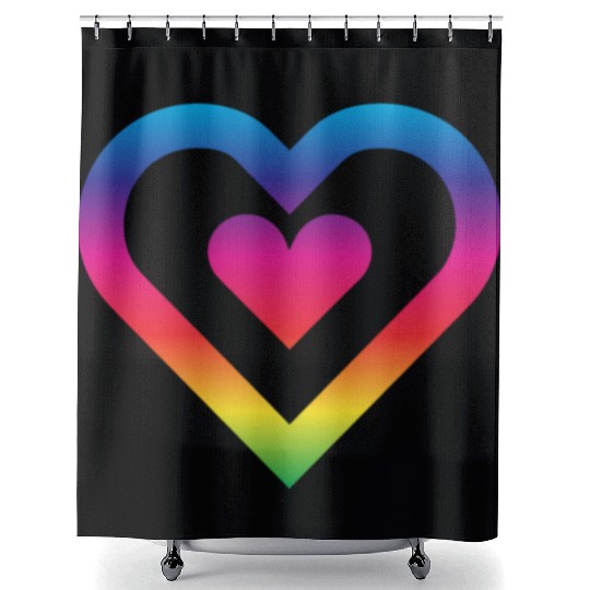Rainbow Heart Homosexuality LGBT Love Shower Curtains