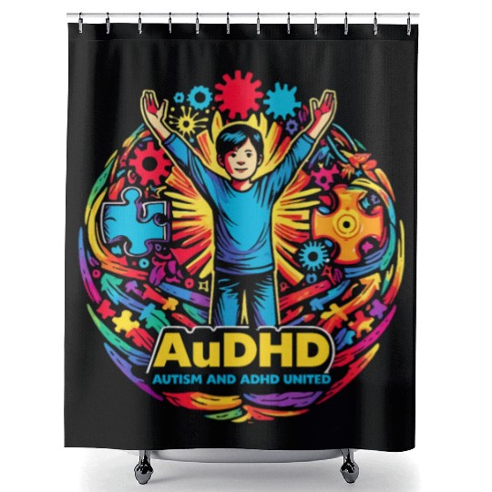 AuDHD Autism ADHD Autistic Spectrum Neurodiversity Shower Curtains