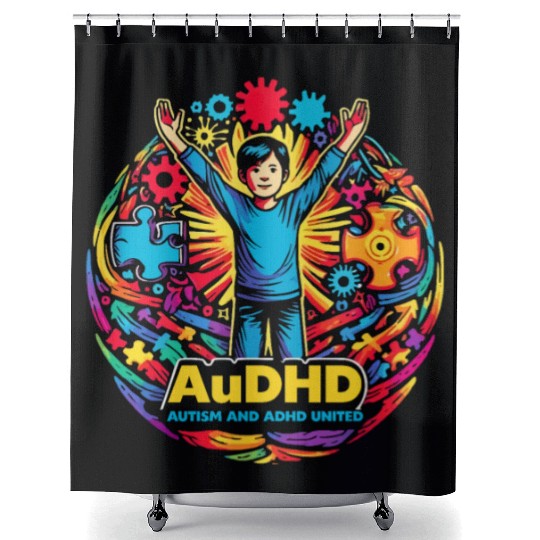 AuDHD Autism ADHD Autistic Spectrum Neurodiversity Shower Curtains