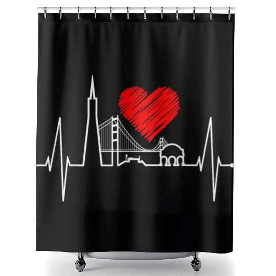 San Francisco Heartbeat Skyline California Shower Curtains