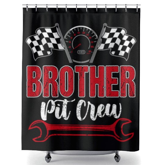 Racing Family Brother Pit Crew Birthday Party Shower Curtains