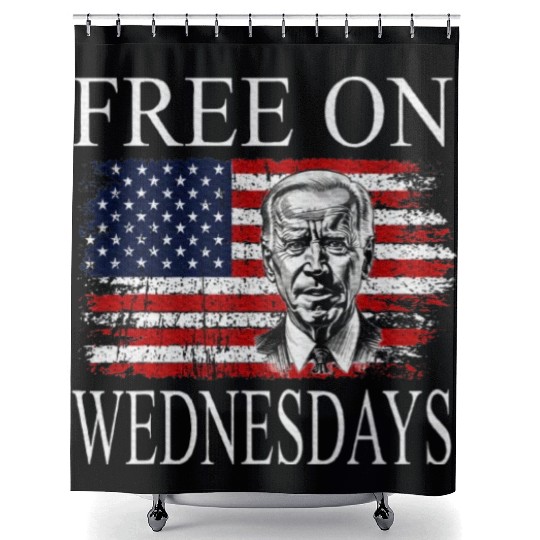 Free On Wednesdays US Flag Patriotic Joe Biden Shower Curtains