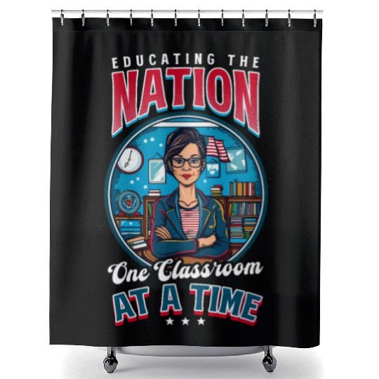 Patriotic Teacher Educating Nation Classroom A Tim Shower Curtains