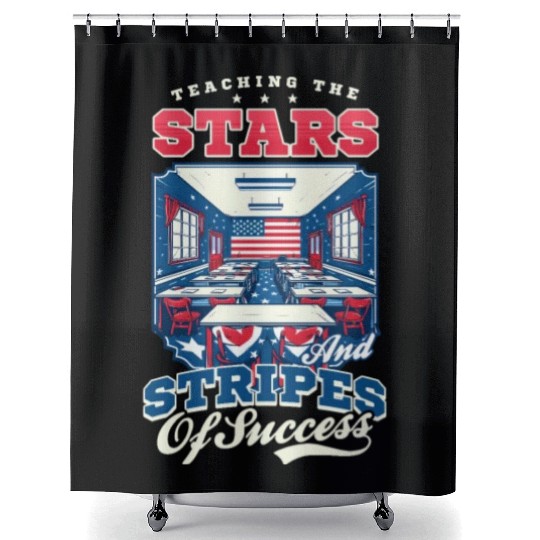 Patriotic Teacher Teaching Stars Stripes Success Shower Curtains