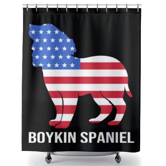 American Flag Boykin Spaniel Dog Patriotic Dog Shower Curtains