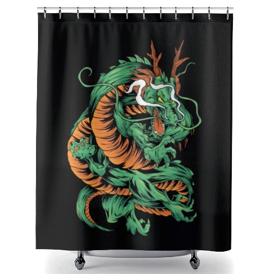 Angry Japanese Dragon Tattoo Shower Curtains