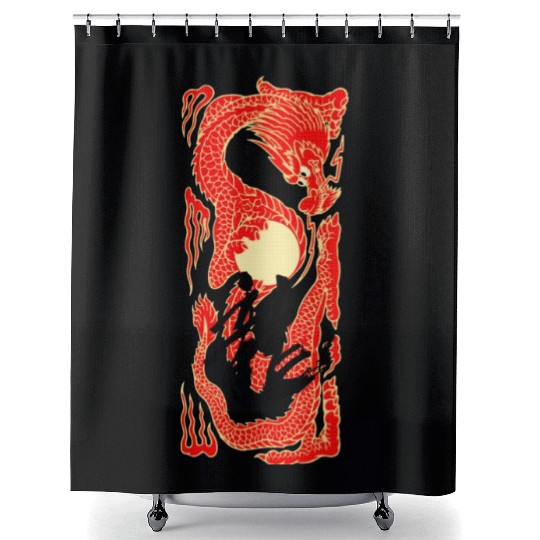 Japanese Dragon Sunset Tattoo Shower Curtains
