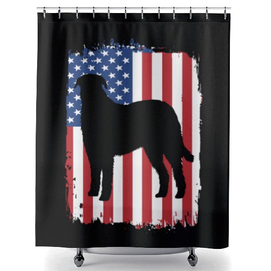 American Flag Patriotic Irish Wolfhound Dog Shower Curtains