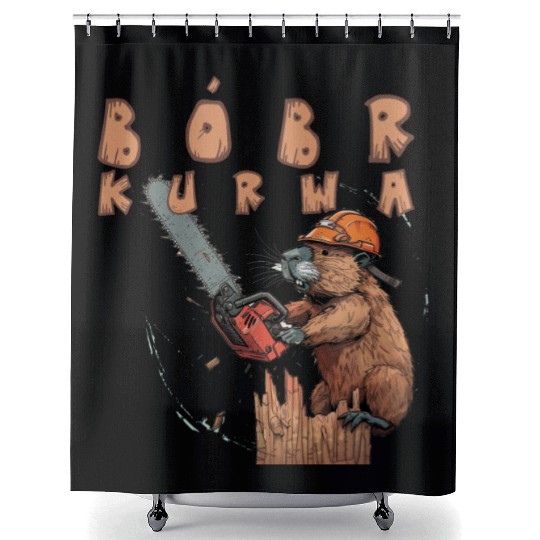Beaver Lumberjack Chainsaw Shower Curtains