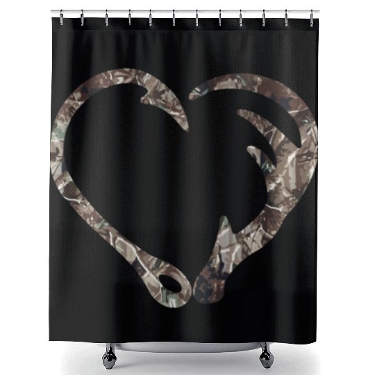 Camo US Flag Deer Skull Vintage Hunting Patriotic Shower Curtains