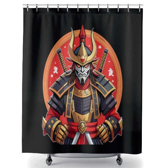 Samurai of the Rising Sun Shower Curtains
