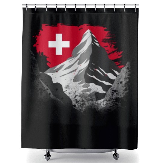 Vacation Skiing, Hiking, Mountain Switzerland Shower Curtains