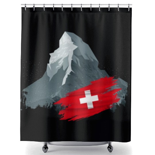 Vacation Skiing, Hiking, Mountain Switzerland Shower Curtains