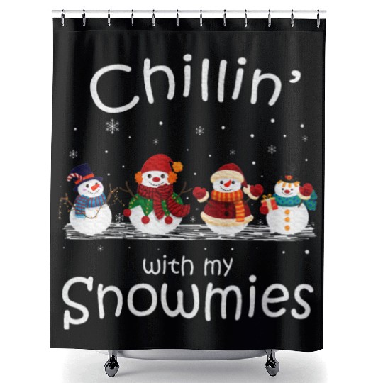 Chillin With My Snowmies Kinder Teacher Shower Curtains