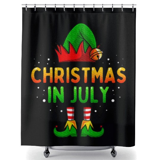 Christmas In July Santa Elf Shower Curtains