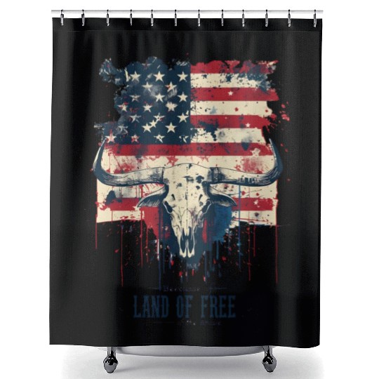 Land of the free because of the brave , 4 July Shower Curtains