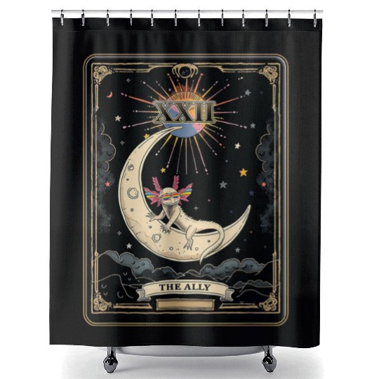 Pride Rainbow Sunglasses Ally Axolotl Shower Curtains