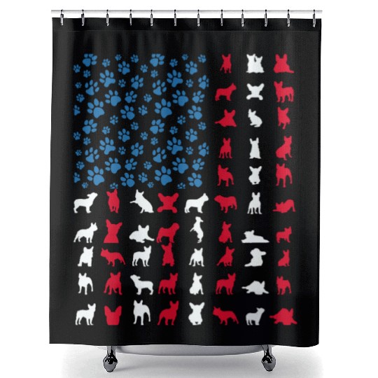 French Bulldog Patriotic Frenchie 4th of July USA Shower Curtains