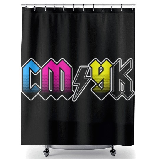 CMYK Rock Band Graphic Designer Shower Curtains