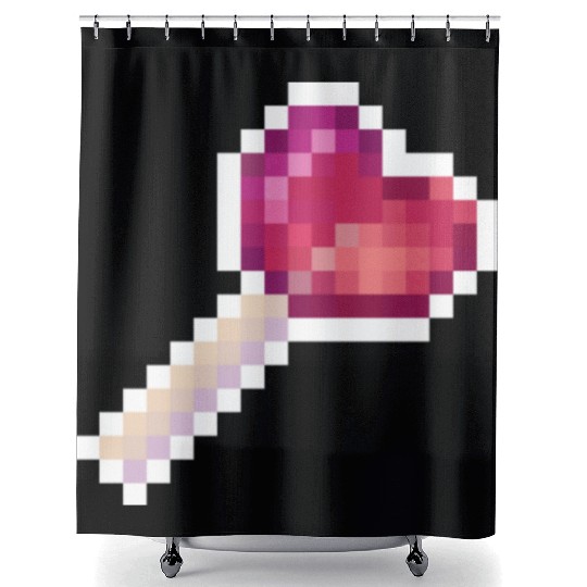 Pixel Art Sprite Cute Heart Lollipop Shower Curtains