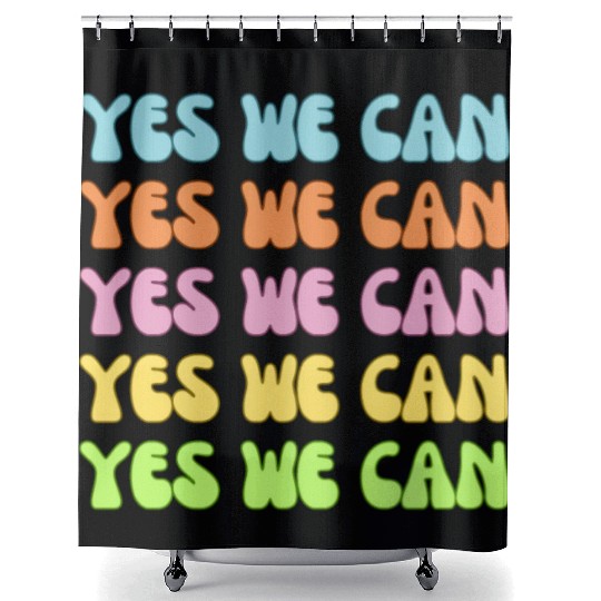 Retro YES WE Can Obama Protest Affirmation Shower Curtains