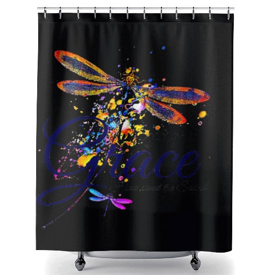 Amazing Grace Dragonfly splatter Shower Curtains