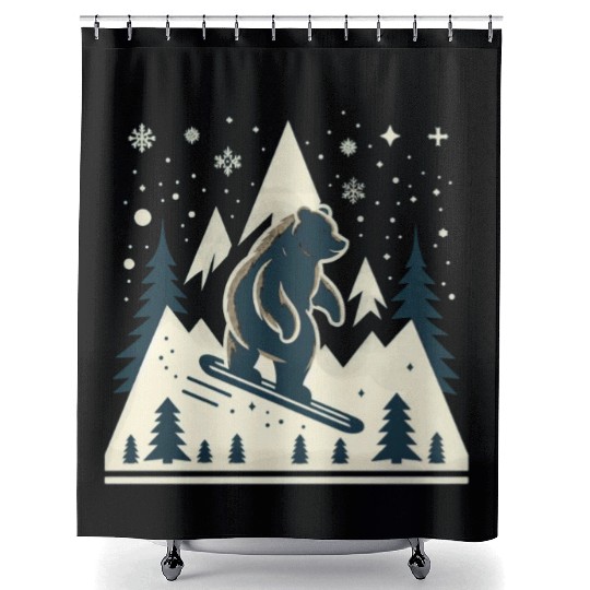 Skiing Grizzly Shower Curtains