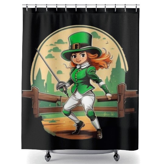 St. Patrick's Day Shamrock St Paddy's Day Fencing Shower Curtains
