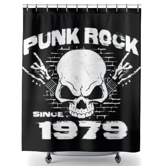 Punk Rock Since 1979 - Skull Rock Hands 45th Shower Curtains