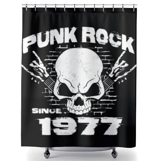 Punk Rock Since 1977 - Skull Rock Hands 47th Shower Curtains