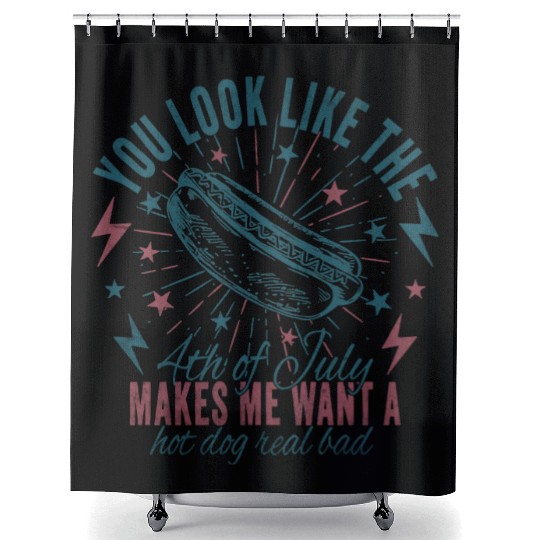 Funny 4th July Shower Curtains, Hot Dog Lover Shower Curtains