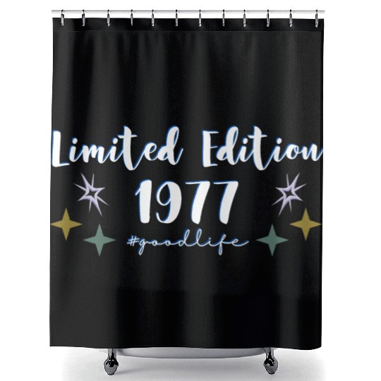 Limited Edition 1977 #goodlife Mens And Womens cel Shower Curtains
