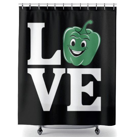 Bell Pepper Love Green Shower Curtains