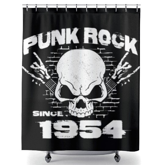Punk Rock Since 1954 - Skull Rock Hands 70th Shower Curtains